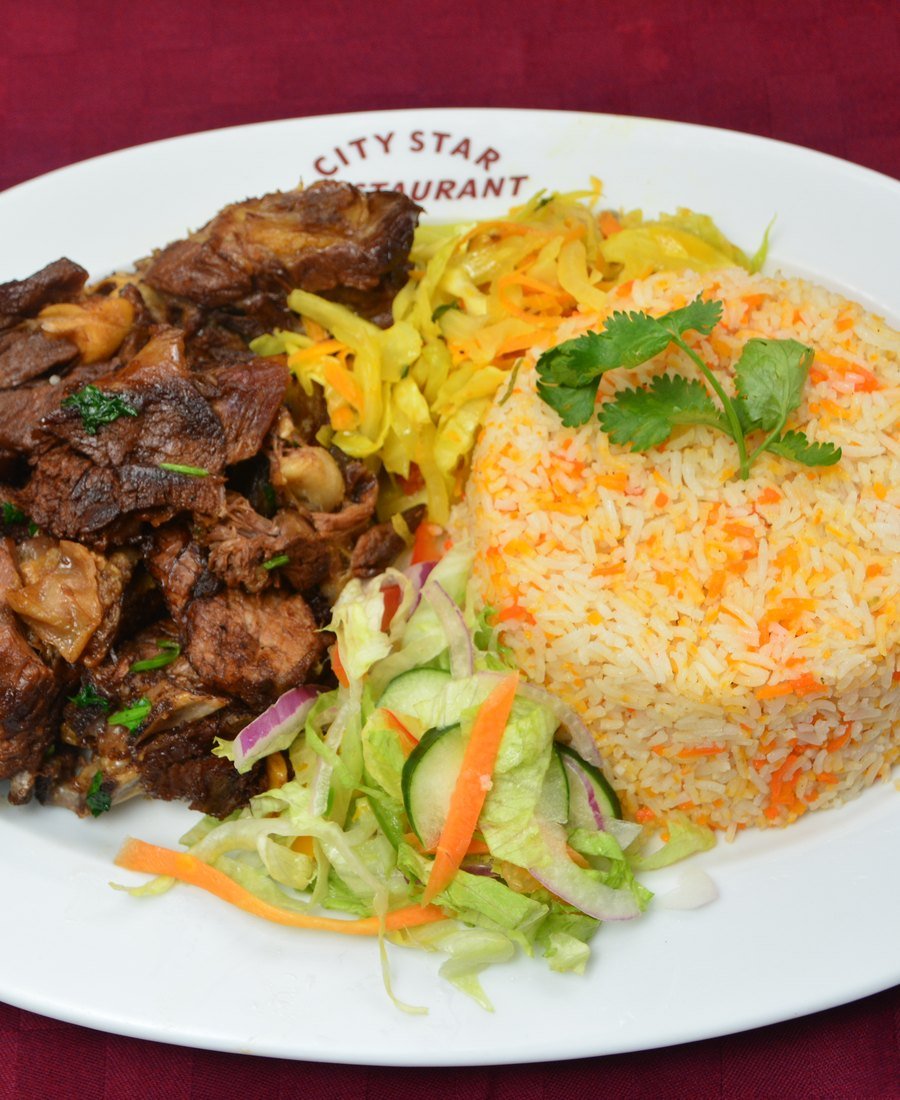 Meat plate with pilau and salad at City Star